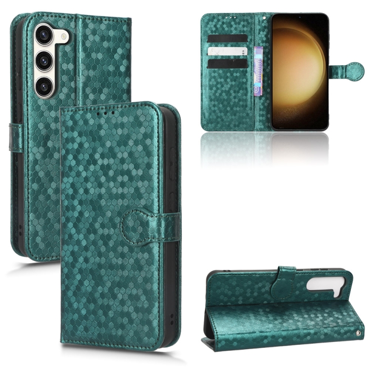 

For Samsung Galaxy S23+ 5G Honeycomb Dot Texture Leather Phone Case(Green)