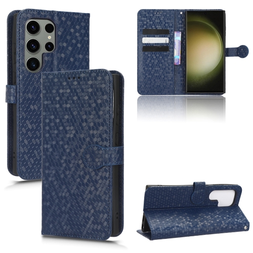 

For Samsung Galaxy S23 Ultra 5G Honeycomb Dot Texture Leather Phone Case(Blue)