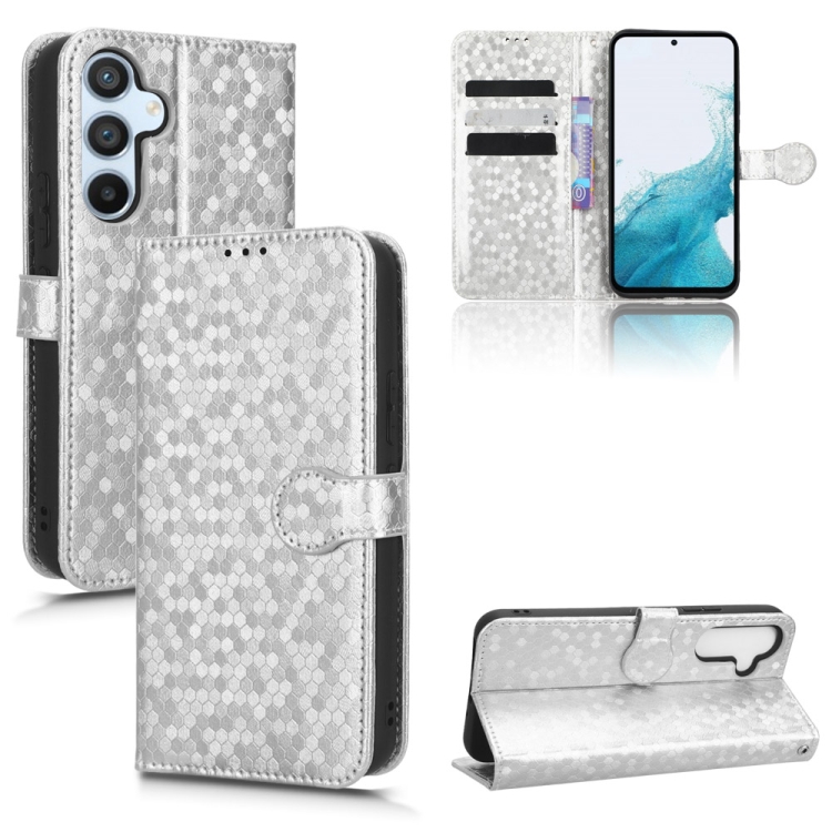 

For Samsung Galaxy A54 5G Honeycomb Dot Texture Leather Phone Case(Silver)