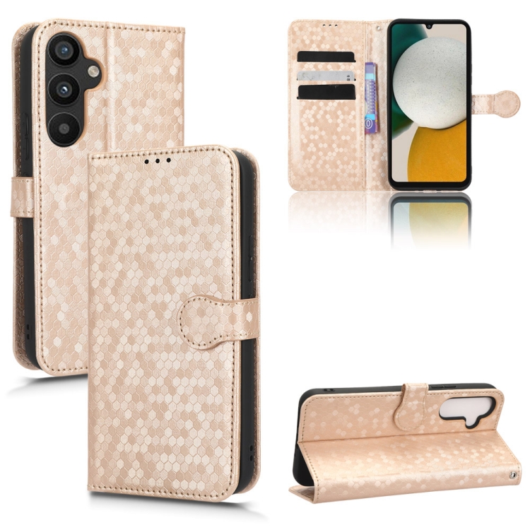 

For Samsung Galaxy A34 5G Honeycomb Dot Texture Leather Phone Case(Gold)