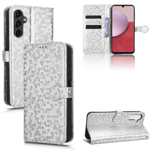 

For Samsung Galaxy A14 4G Honeycomb Dot Texture Leather Phone Case(Silver)