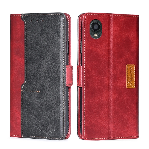 

For Kyocera Digno BX2-Digno SX2-A101KC Contrast Color Side Buckle Leather Phone Case(Red + Black)