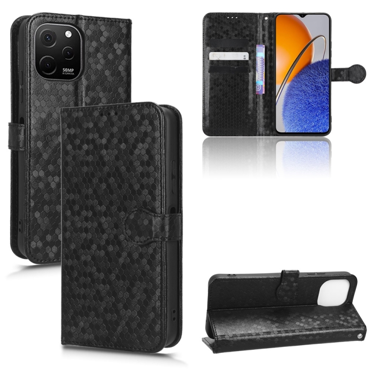 

For Huawei nova Y61 Honeycomb Dot Texture Leather Phone Case(Black)