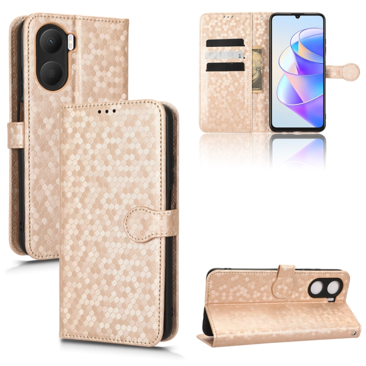 

For Honor Play 40 Honeycomb Dot Texture Leather Phone Case(Gold)