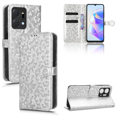 

For Honor X7a Honeycomb Dot Texture Leather Phone Case(Silver)