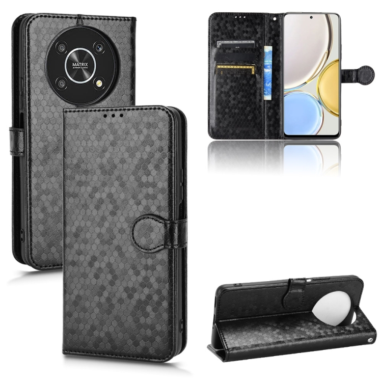 

For Honor X9 Honeycomb Dot Texture Leather Phone Case(Black)