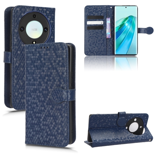 

For Honor X40 5G / X9a 5G / Magic5 Lite 5G Honeycomb Dot Texture Leather Phone Case(Blue)