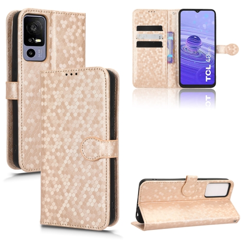 

For TCL 40R Honeycomb Dot Texture Leather Phone Case(Gold)