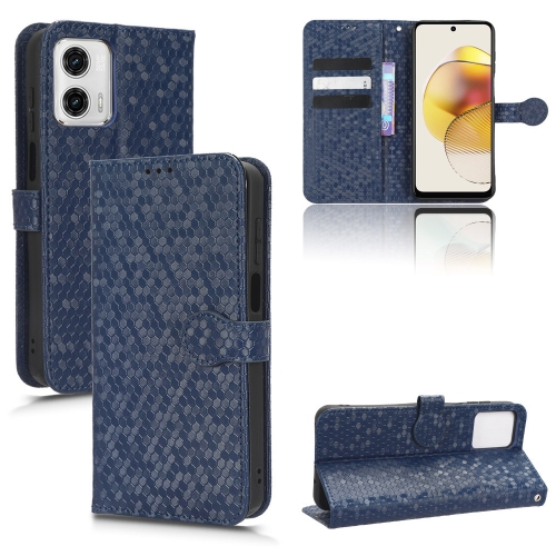 

For Motorola Moto G53 5G Honeycomb Dot Texture Leather Phone Case(Blue)