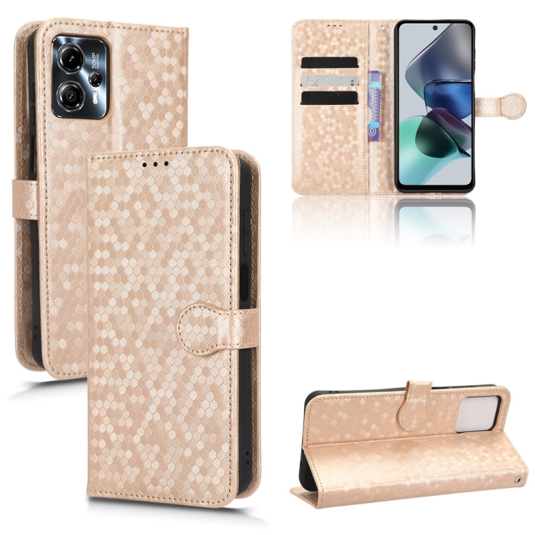 

For Motorola Moto G13 / G23 4G Honeycomb Dot Texture Leather Phone Case(Gold)