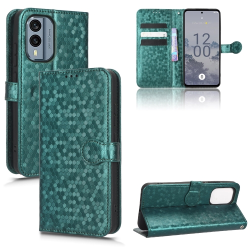 

For Nokia X30 5G Honeycomb Dot Texture Leather Phone Case(Green)