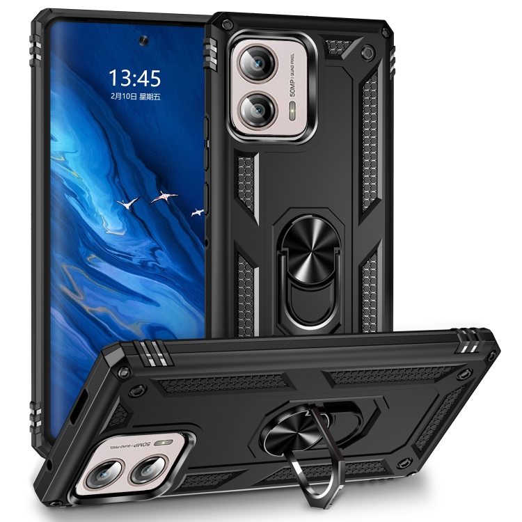 

For Motorola Moto Edge+ 2023 Shockproof TPU + PC Phone Case with Holder(Black)