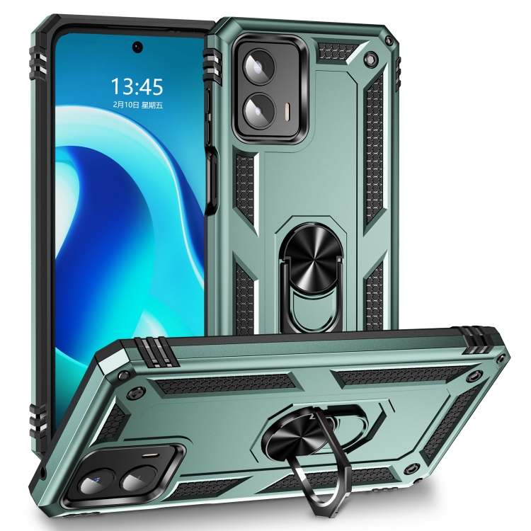 

For Motorola Moto G 5G 2023 Shockproof TPU + PC Phone Case with Holder(Dark Green)