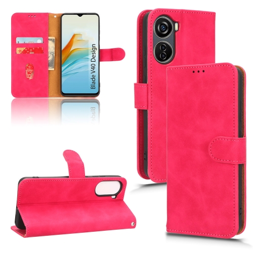 

For ZTE Blade V40 Design Skin Feel Magnetic Flip Leather Phone Case(Rose Red)