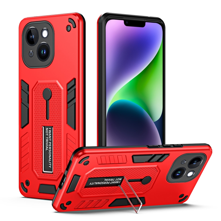 

For iPhone 14 Variety Brave Armor Finger Loop Holder Phone Case(Red)