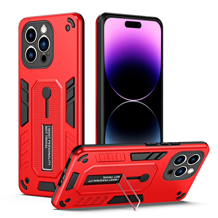 

For iPhone 14 Pro Variety Brave Armor Finger Loop Holder Phone Case(Red)