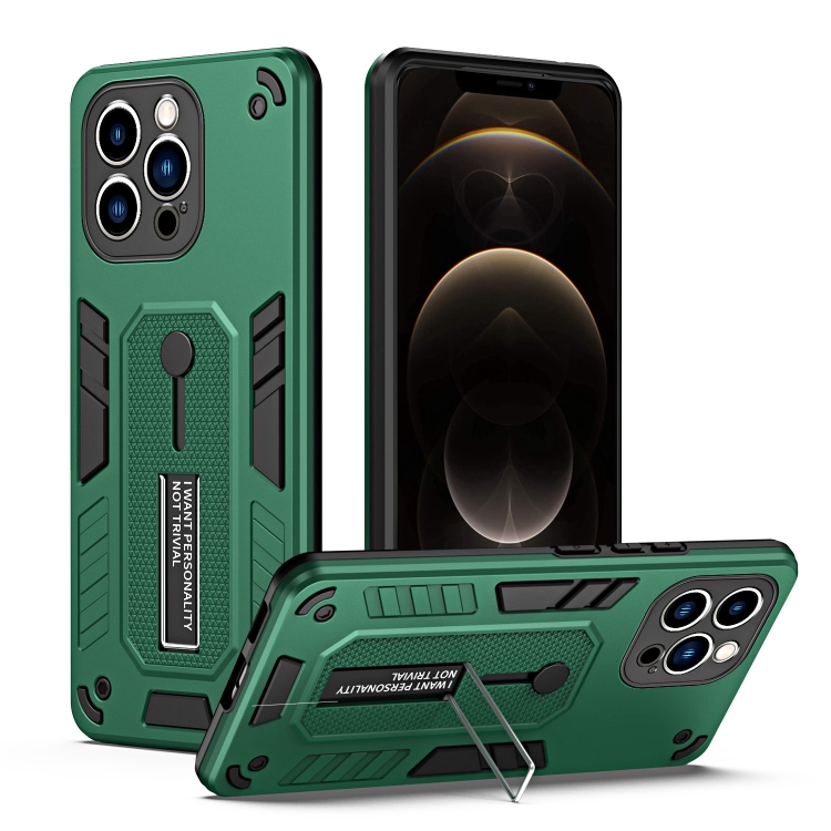 

For iPhone 12 Pro Max Variety Brave Armor Finger Loop Holder Phone Case(Green)