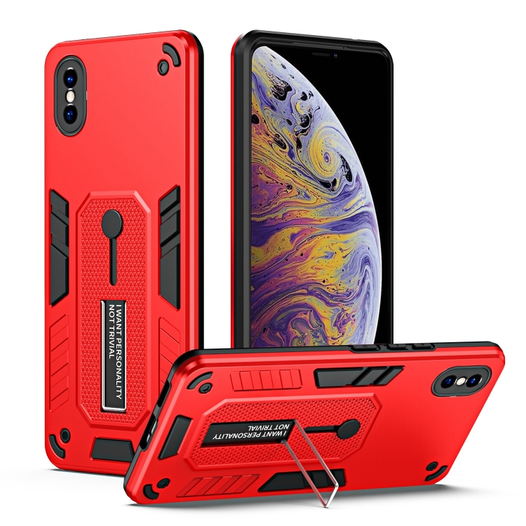 

For iPhone X / XS Variety Brave Armor Finger Loop Holder Phone Case(Red)
