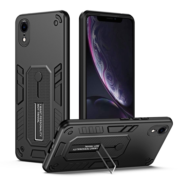 

For iPhone XR Variety Brave Armor Finger Loop Holder Phone Case(Black)