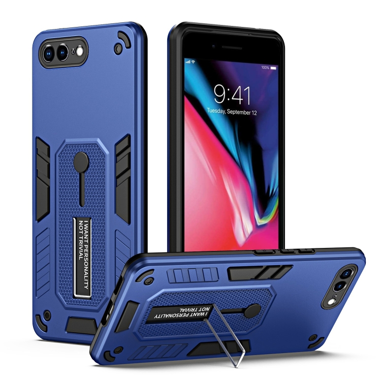 

For iPhone 7 Plus / 8 Plus Variety Brave Armor Finger Loop Holder Phone Case(Blue)