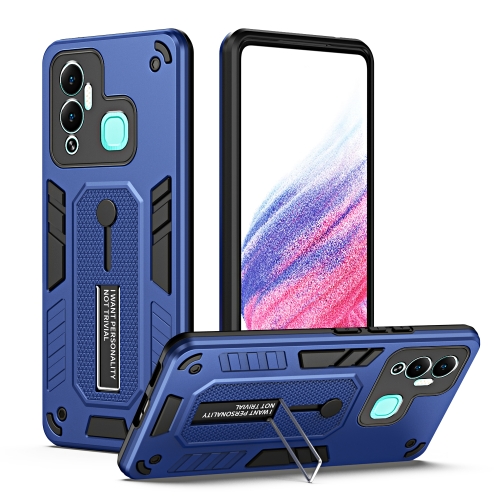 

For Infinix Hot 12 Play Variety Brave Armor Finger Loop Holder Phone Case(Blue)