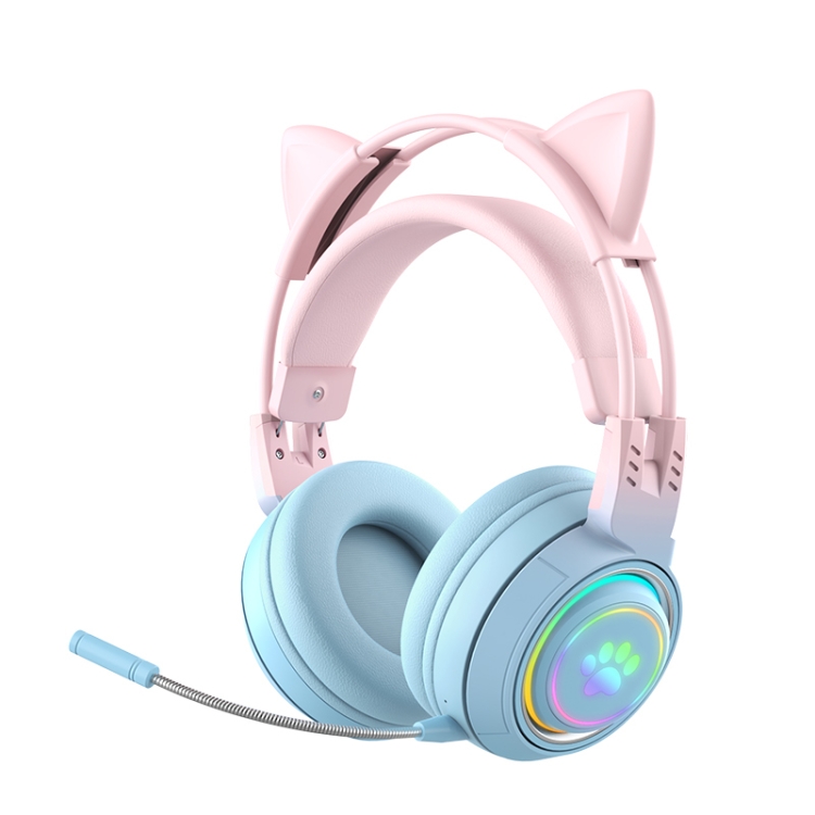 

T25 RGB Stereo Cat Ear Bluetooth Wireless Headphones with Detachable Microphone(Pink+Blue)