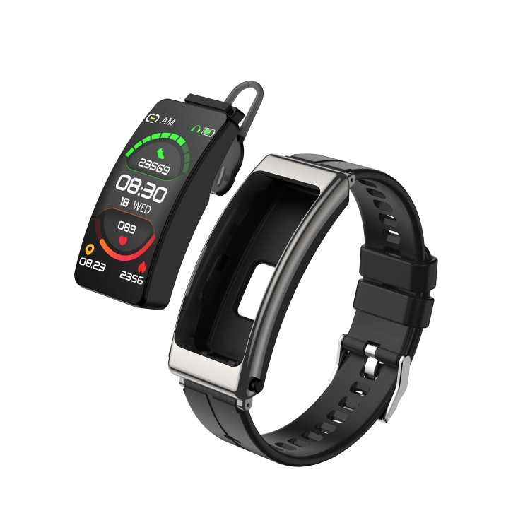 

K13 1.14 inch Silicone Band Earphone Detachable Smart Watch Support Bluetooth Call(Black Silver)