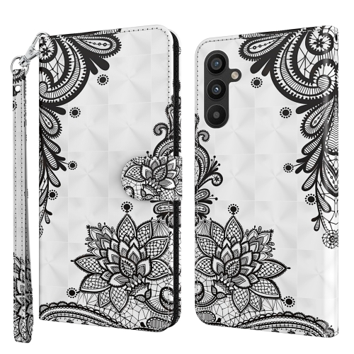 

For Samsung Galaxy A34 5G 3D Painting Pattern TPU + PU Leather Phone Case(Diagonal Black Flower)