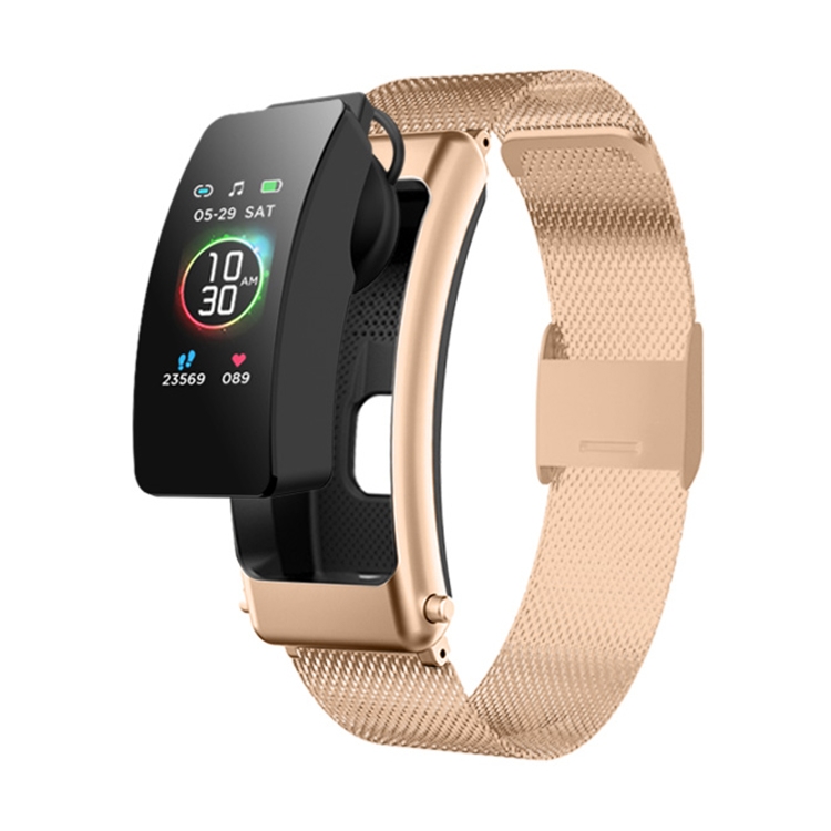 

K30 0.96 inch Steel Band Earphone Detachable Life Waterproof Smart Watch Support Bluetooth Call(Rose Gold)