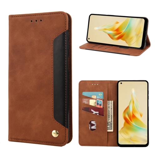 

For OPPO Reno8 T 4G Skin Feel Splicing Leather Phone Case(Brown)