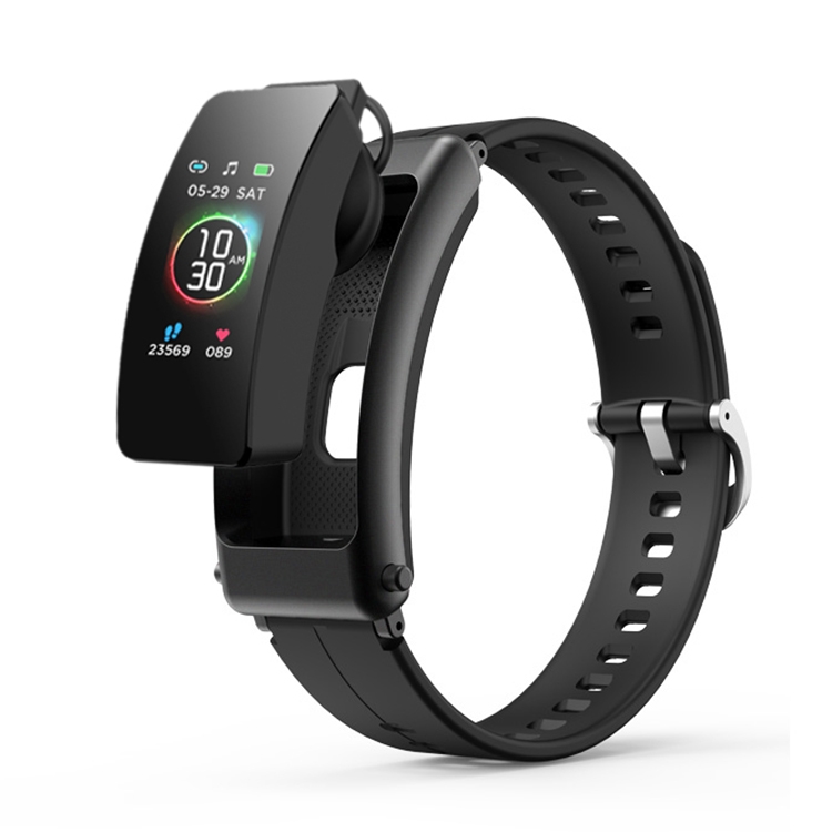 

K30 0.96 inch Silicone Band Earphone Detachable Life Waterproof Smart Watch Support Bluetooth Call(Black)