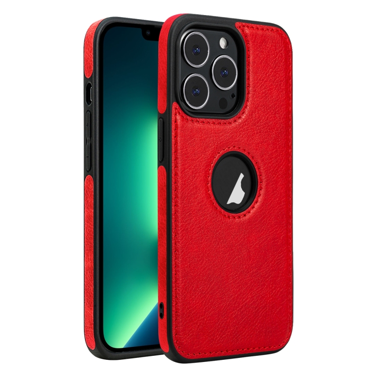 

For iPhone 13 Pro Max Leather Texture Stitching Phone Case(Red)