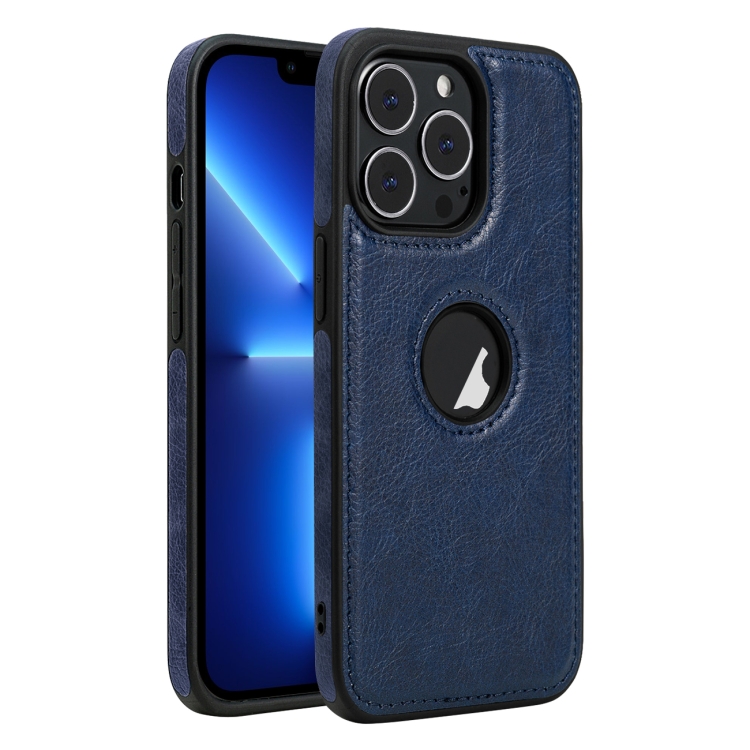 

For iPhone 13 Pro Leather Texture Stitching Phone Case(Blue)
