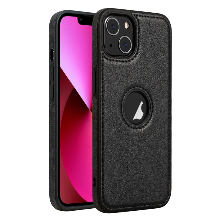 

For iPhone 13 Leather Texture Stitching Phone Case(Black)
