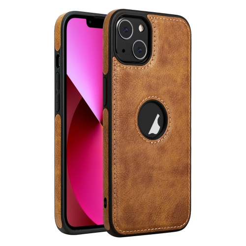 

For iPhone 13 Leather Texture Stitching Phone Case(Brown)