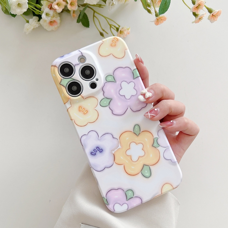 

For iPhone 14 PC Phone Case(Yellow Purple Flowers)