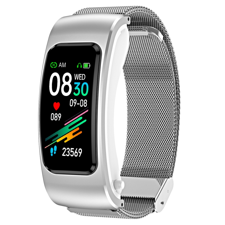 

K60 1.08 inch Steel Band Earphone Detachable Life Waterproof Smart Watch Support Bluetooth Call(Silver)