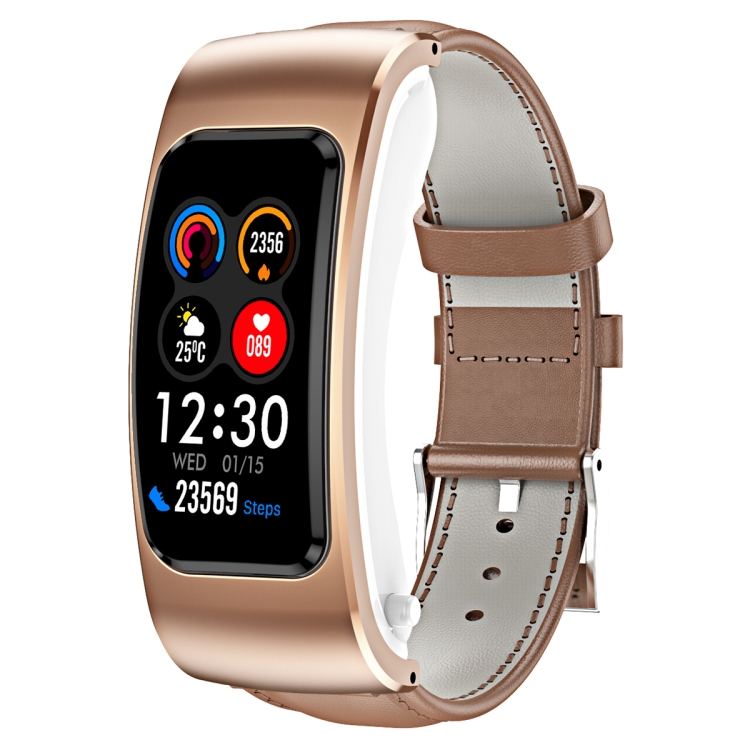 

K60 1.08 inch Leather Band Earphone Detachable Life Waterproof Smart Watch Support Bluetooth Call(Brown)