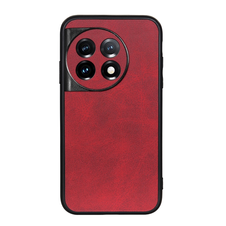 

For OnePlus 11 5G Accurate Hole Two-color Calf Texture PU Phone Case(Red)