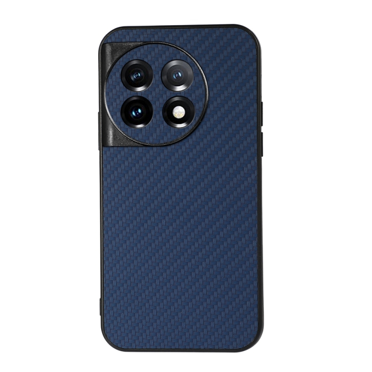 

For OnePlus 11 5G Accurate Hole Carbon Fiber Texture PU Phone Case(Blue)
