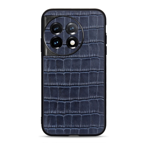 

For OnePlus Ace 2 / 11R Accurate Hole Crocodile Texture Genuine Leather Phone Case(Blue)