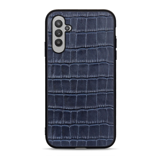 

For Samsung Galaxy A24 Accurate Hole Crocodile Texture Genuine Leather Phone Case(Blue)