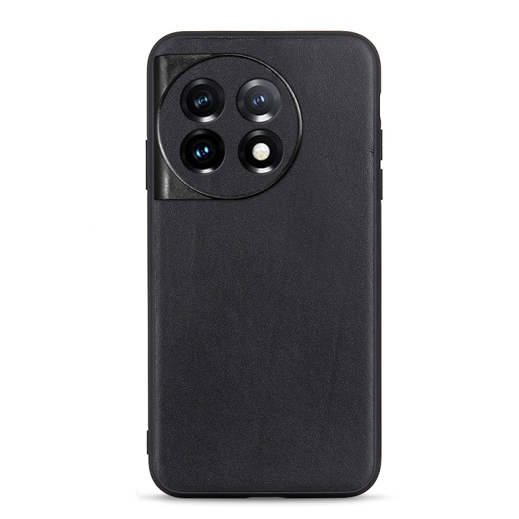 

For OnePlus 11 5G Lambskin Texture Genuine Leather Phone Case(Black)