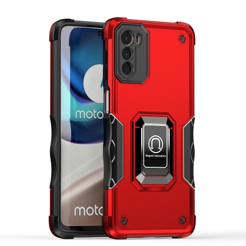 

For Motorola Moto G42 Non-slip Shockproof Armor Phone Case with Ring Holder(Red)