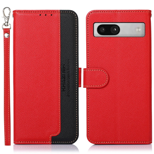 

For Google Pixel 7a KHAZNEH Litchi Texture Leather RFID Phone Case(Red)