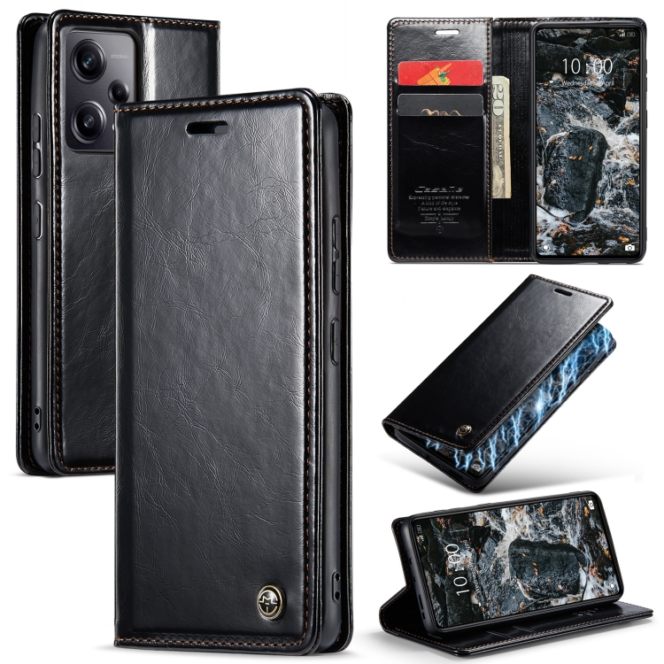 

For Xiaomi Redmi Note 12 Pro+ 5G CaseMe 003 Crazy Horse Texture Leather Phone Case(Black)