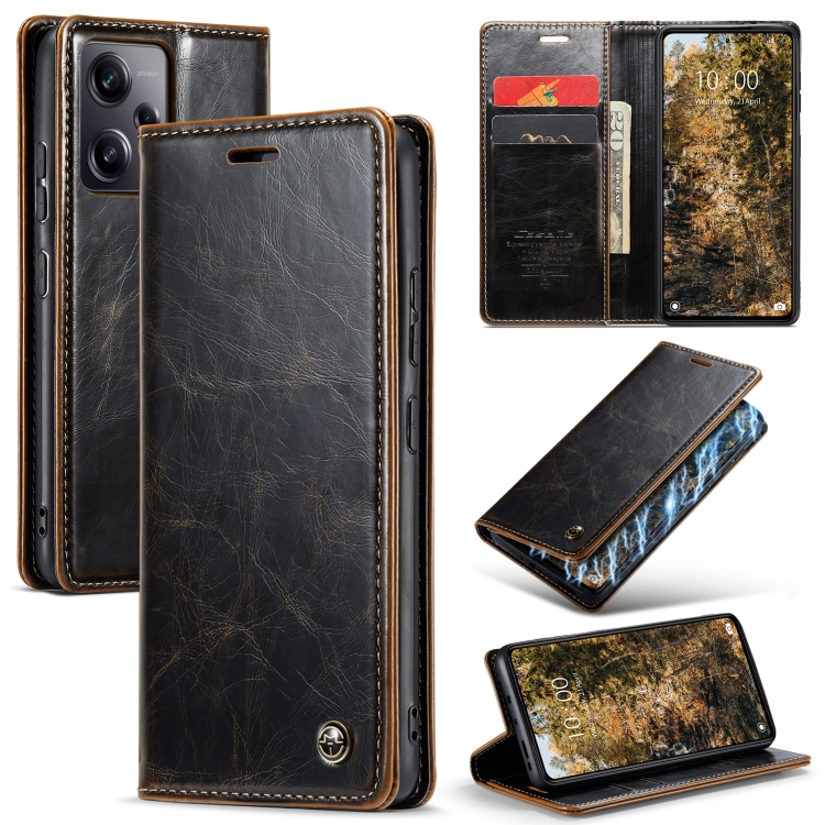 

For Xiaomi Redmi Note 12 Pro+ 5G CaseMe 003 Crazy Horse Texture Leather Phone Case(Coffee)