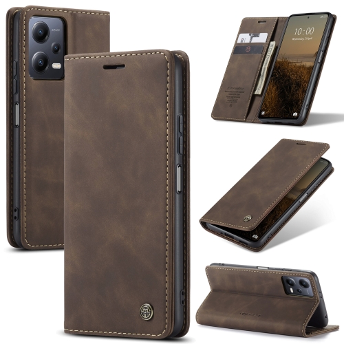 

For Xiaomi Redmi Note 12 5G / Poco X5 CaseMe 013 Multifunctional Horizontal Flip Leather Phone Case(Coffee)