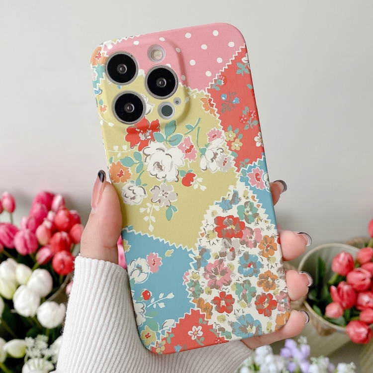 

For iPhone 13 Pro Max Water Sticker Flower Pattern PC Phone Case(Irregular Background Rose)