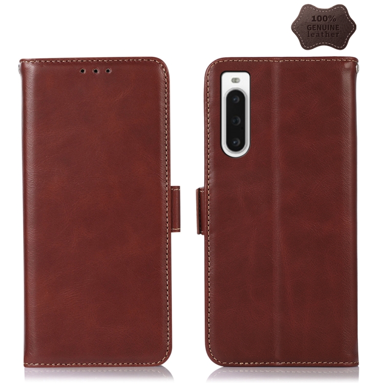 

For Sony Xperia 10 V Crazy Horse Top Layer Cowhide Leather Phone Case(Brown)